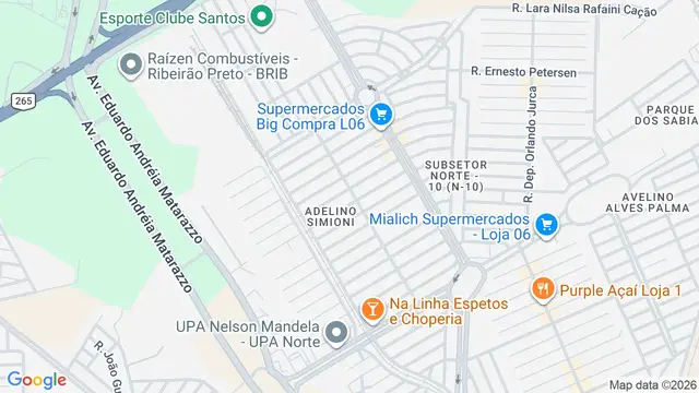 Mapa do bairro Adelino Simioni, Ribeirão Preto - SP