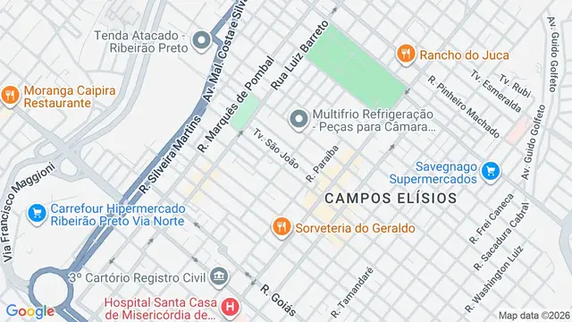 Mapa do bairro Campos Elíseos, Ribeirão Preto - SP
