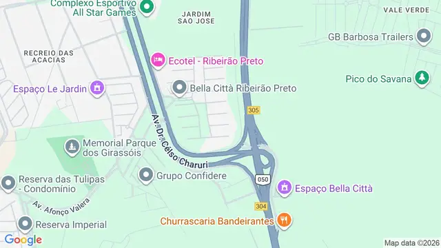 Mapa do bairro Condomínio Bella Città, Ribeirão Preto - SP