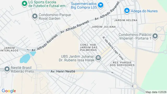Mapa do bairro Conjunto Habitacional Jardim das Palmeiras, Ribeirão Preto - SP