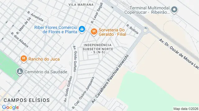 Mapa do bairro Independência, Ribeirão Preto - SP