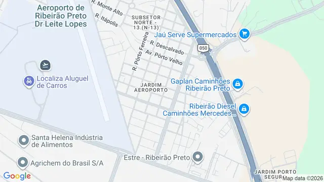 Mapa do bairro Jardim Aeroporto, Ribeirão Preto - SP