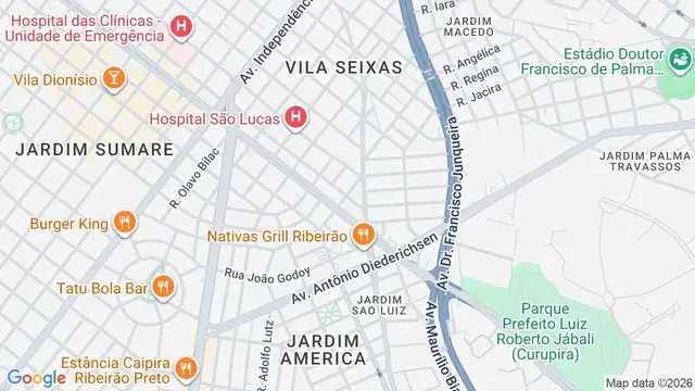 Mapa do bairro Jardim América, Ribeirão Preto - SP