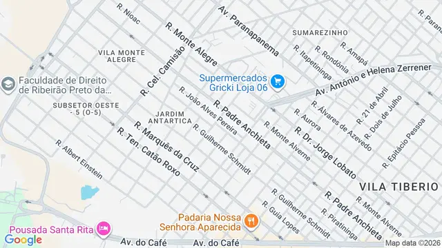 Mapa do bairro Jardim Antártica, Ribeirão Preto - SP