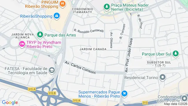 Mapa do bairro Jardim Canadá, Ribeirão Preto - SP