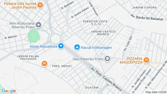 Mapa do bairro Jardim Castelo Branco, Ribeirão Preto - SP
