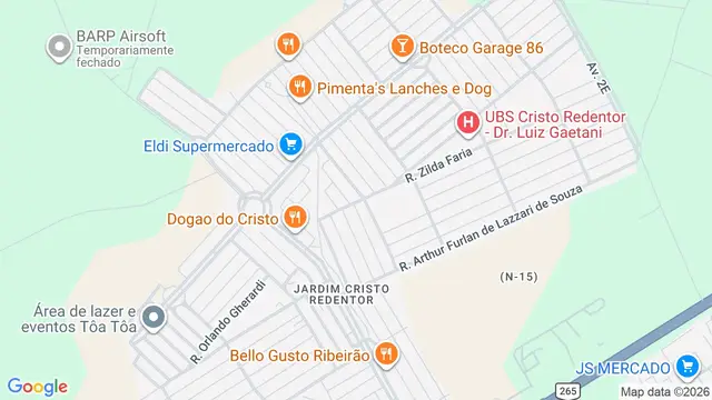 Mapa do bairro Jardim Cristo Redentor, Ribeirão Preto - SP