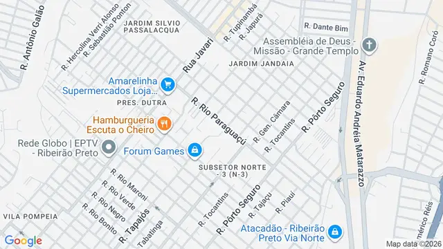 Mapa do bairro Jardim Jandaia, Ribeirão Preto - SP