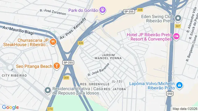 Mapa do bairro Jardim Manoel Penna, Ribeirão Preto - SP