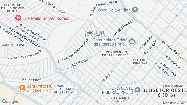 Mapa do bairro Jardim Mário Paiva Arantes, Ribeirão Preto - SP