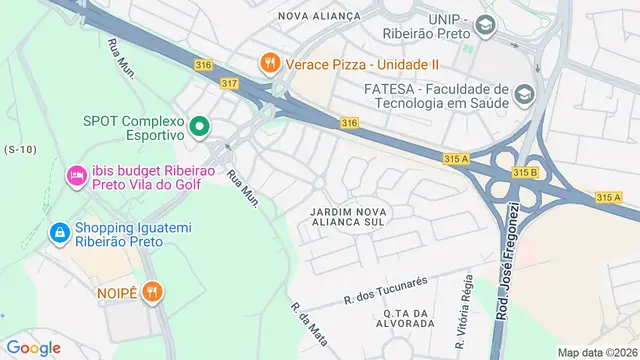 Mapa do bairro Jardim Nova Aliança Sul, Ribeirão Preto - SP