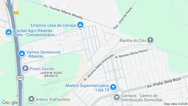 Mapa do bairro Jardim Ouro Branco, Ribeirão Preto - SP