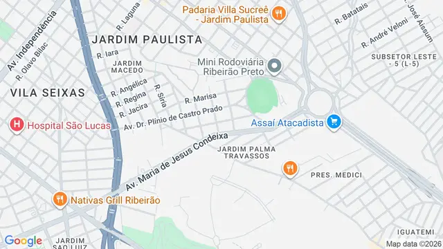 Mapa do bairro Jardim Palma Travassos, Ribeirão Preto - SP