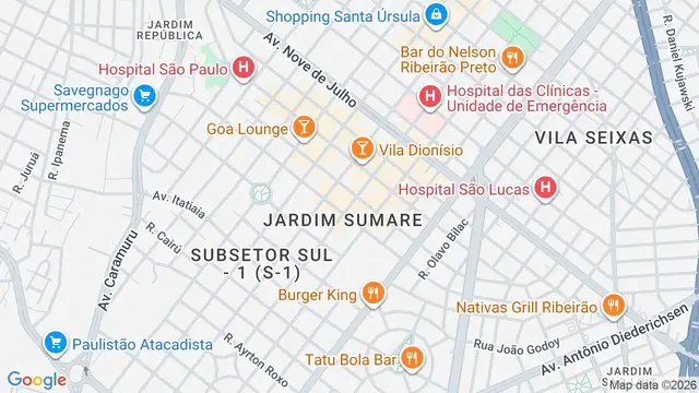 Mapa do bairro Jardim Sumaré, Ribeirão Preto - SP