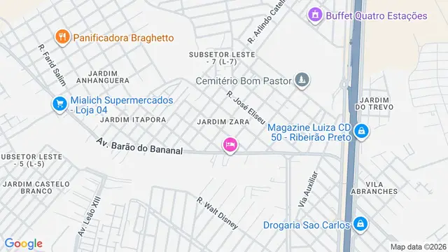 Mapa do bairro Jardim Zara, Ribeirão Preto - SP