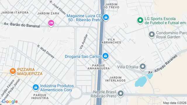 Mapa do bairro Parque Anhangüera, Ribeirão Preto - SP