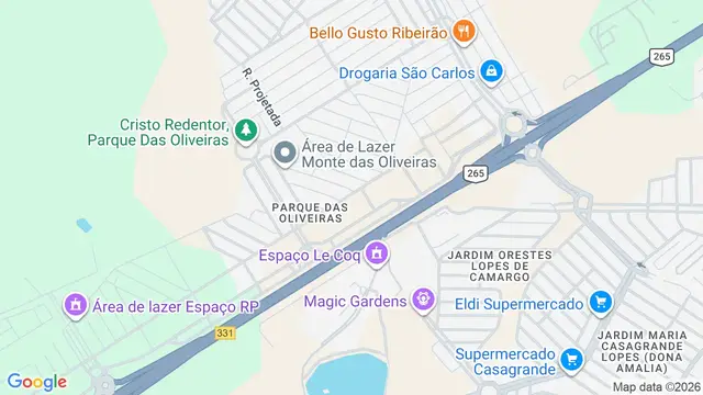 Mapa do bairro Parque das Oliveiras, Ribeirão Preto - SP