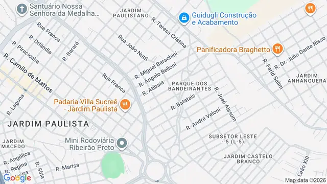 Mapa do bairro Parque dos Bandeirantes, Ribeirão Preto - SP