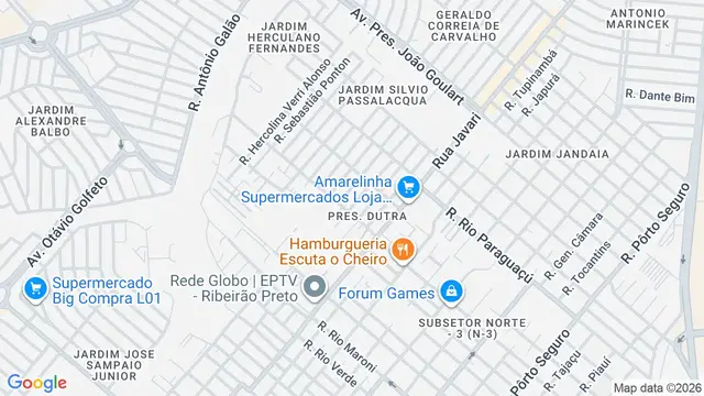 Mapa do bairro Presidente Dutra, Ribeirão Preto - SP