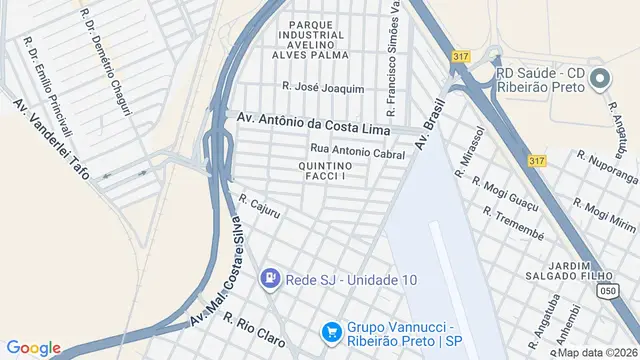 Mapa do bairro Quintino Facci I, Ribeirão Preto - SP