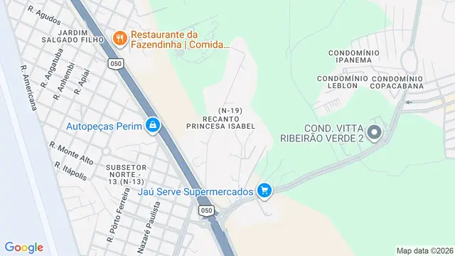 Mapa do bairro Recanto Princesa Isabel, Ribeirão Preto - SP