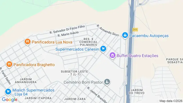 Mapa do bairro Residencial e Comercial Palmares, Ribeirão Preto - SP