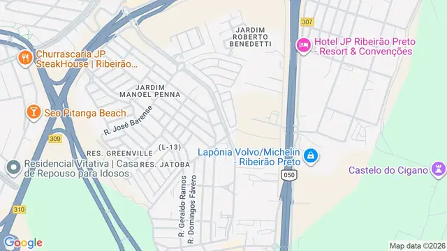 Mapa do bairro Residencial Jequitibá, Ribeirão Preto - SP