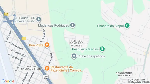 Mapa do bairro Residencial Léo Gomes de Moraes, Ribeirão Preto - SP