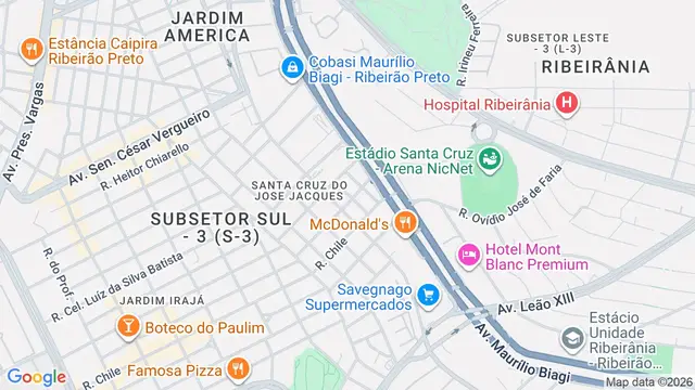 Mapa do bairro Santa Cruz do José Jacques, Ribeirão Preto - SP
