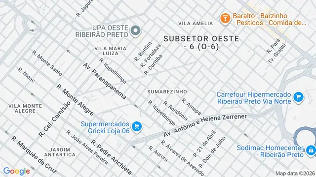 Mapa do bairro Sumarezinho, Ribeirão Preto - SP