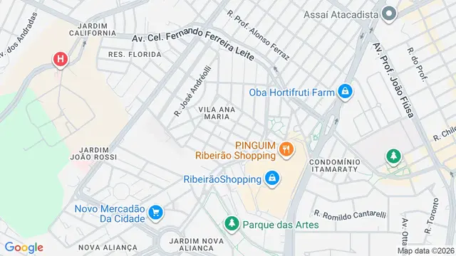 Mapa do bairro Vila Ana Maria, Ribeirão Preto - SP