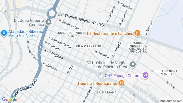 Mapa do bairro Vila Carvalho, Ribeirão Preto - SP
