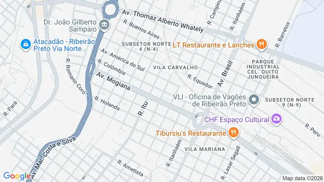 Mapa do bairro Vila Mariana, Ribeirão Preto - SP