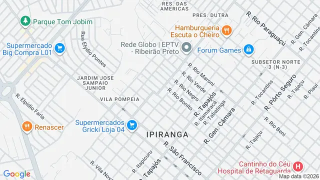 Mapa do bairro Vila Pompéia, Ribeirão Preto - SP