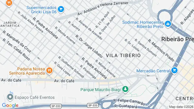 Mapa do bairro Vila Tibério, Ribeirão Preto - SP