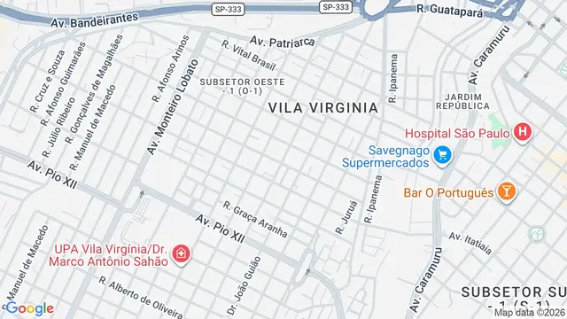 Mapa do bairro Vila Virgínia, Ribeirão Preto - SP